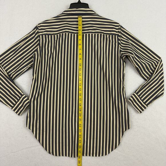 Frank & Eileen Silvio Untuckable Button-Up Shirt Womens S Navy & Yellow Stripes - Picture 5 of 10